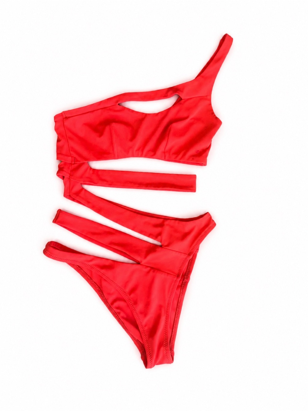 Agent Provocateur Neon Coral/Red One-Shoulder Cutout One-Piece Swimsuit